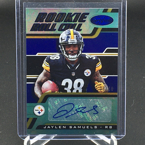 2018 PANINI CERTIFIED - ROOKIE ROLL CALL - BLUE - J. SAMUELS - #RC-JS - #'D/50 - AUTOGRAPH