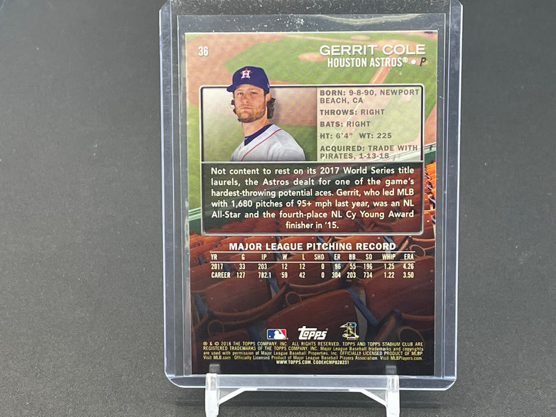 2018 TOPPS STADIUM CLUB - BLACK - G. COLE -