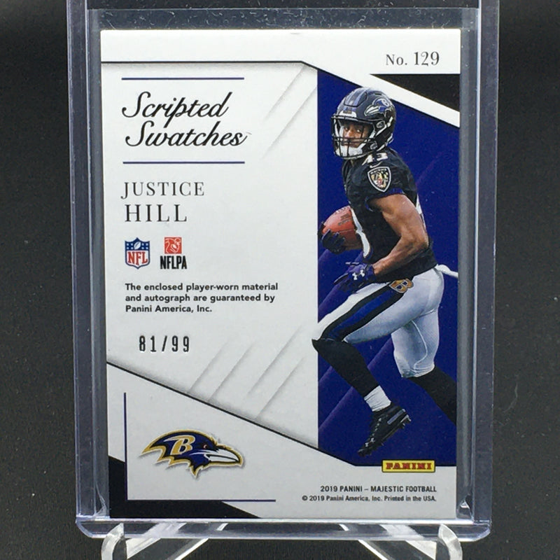 2019 PANINI MAJESTIC - SCRIPTED SWATCHES - J. HILL - #129 - #'D/99 - JERSEY RELIC - AUTOGRAPH - RC