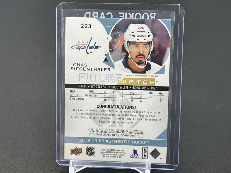 2018 UPPER DECK SP AUTHENTIC - FUTURE WATCH AUTO - J. SIEGENTHALER - #223 - #'D/999 - AUTOGRAPH - RC