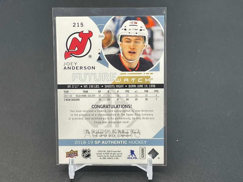 2018 UPPER DECK SP AUTHENTIC - FUTURE WATCH AUTO - J. ANDERSON -