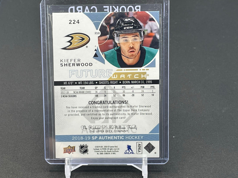 2018 UPPER DECK SP AUTHENTIC - FUTURE WATCH AUTO - K. SHERWOOD - #224 - #'D/999 - AUTOGRAPH - RC