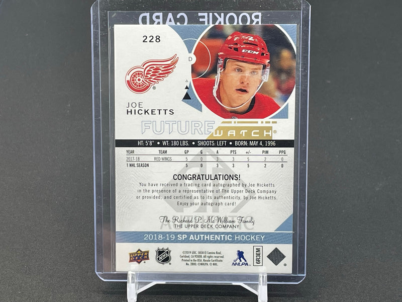 2018 UPPER DECK SP AUTHENTIC - FUTURE WATCH AUTO - J. HICKETTS - #228 - #'D/999 - AUTOGRAPH - RC