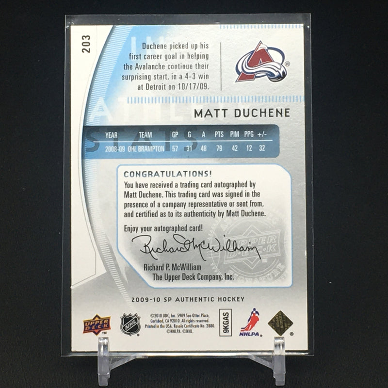 2009 UPPER DECK SP AUTHENTIC HOCKEY - FUTURE MATCH - M. DUCHENE - #203 - #'D/999 - AUTOGRAPH