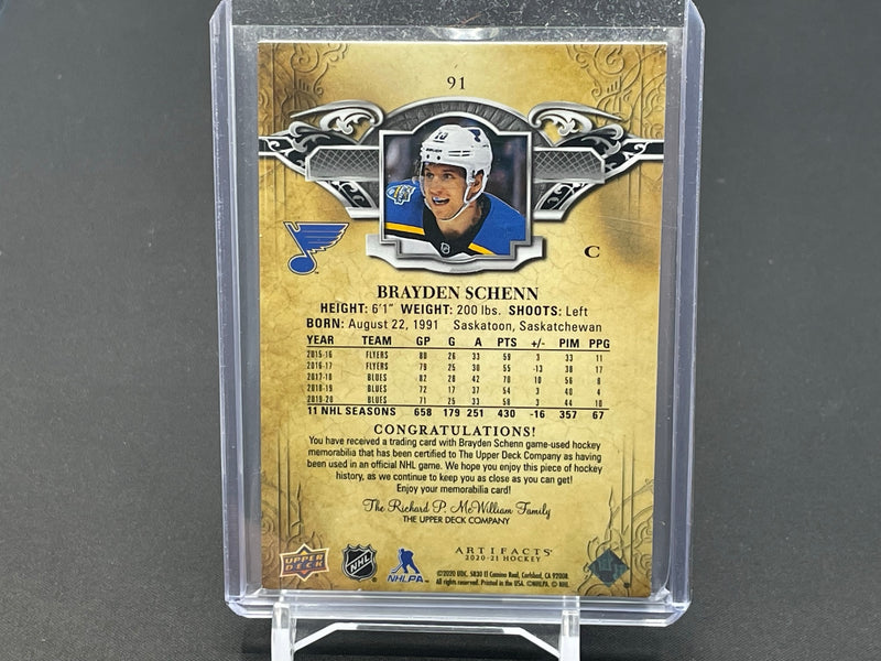 2020 UPPER DECK ARTIFACTS - EMERALD - B. SCHENN - #91 - #'D/65 - DUAL RELIC