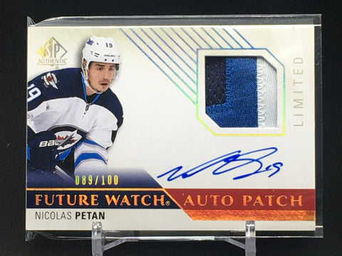 2015 UPPER DECK SP AUTHENTIC HOCKEY - FUTURE WATCH - N. PETAN - #246 - #'D/100 - AUTO/PATCH