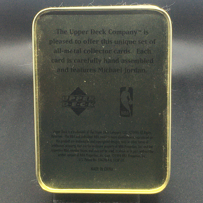 1996 UPPER DECK - 5 ALL METAL COLLECTOR CARDS - M. JORDAN - COLLECTORS TIN