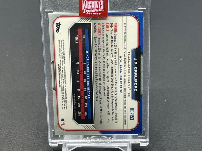 2019 TOPPS ARCHIVES SIGNATURE SERIES - BOWMAN CHROME BUYBACK - J. CRAWFORD - #BCP153 - #'D/46 - AUTOGRAPH