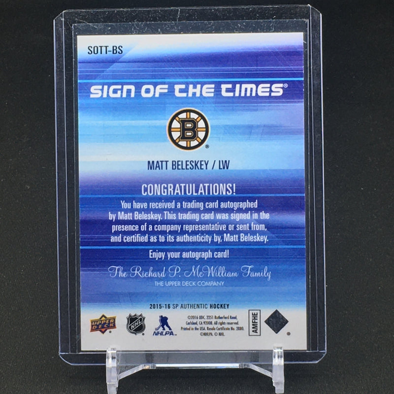 2015 SP AUTHENTIC HOCKEY - M. BELESKEY - #SOTT-BS - #'D/50 - AUTOGRAPH