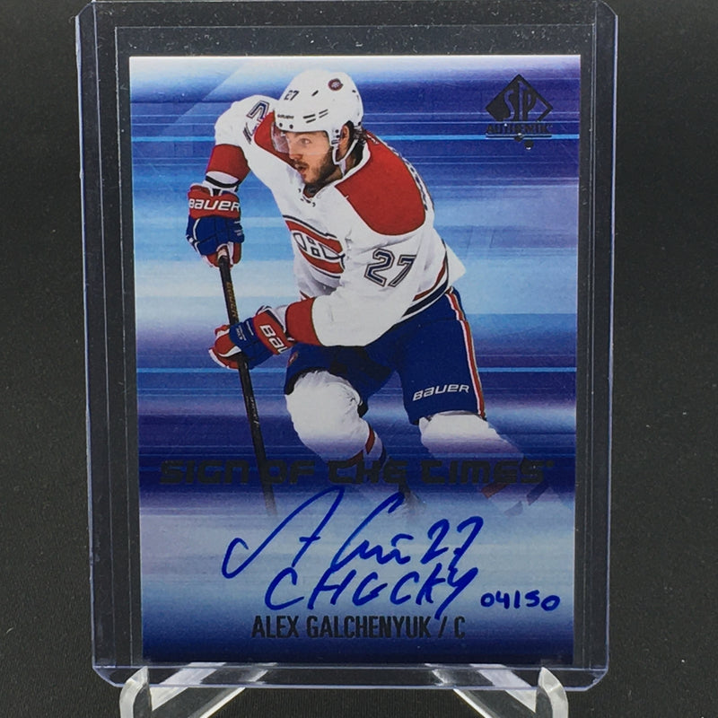 2015 UPPER DECK SP AUTHENTIC HOCKEY - SIGN OF THE TIMES - A. GALCHENYUK - #SOTT-AG - #'D/50 - INSCRIBED AUTOGRAPH "CHUCKY"