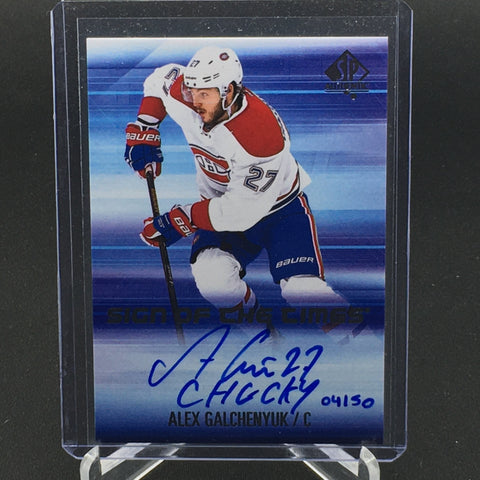 2015 UPPER DECK SP AUTHENTIC HOCKEY - SIGN OF THE TIMES - A. GALCHENYUK - #SOTT-AG - #'D/50 - INSCRIBED AUTOGRAPH "CHUCKY"