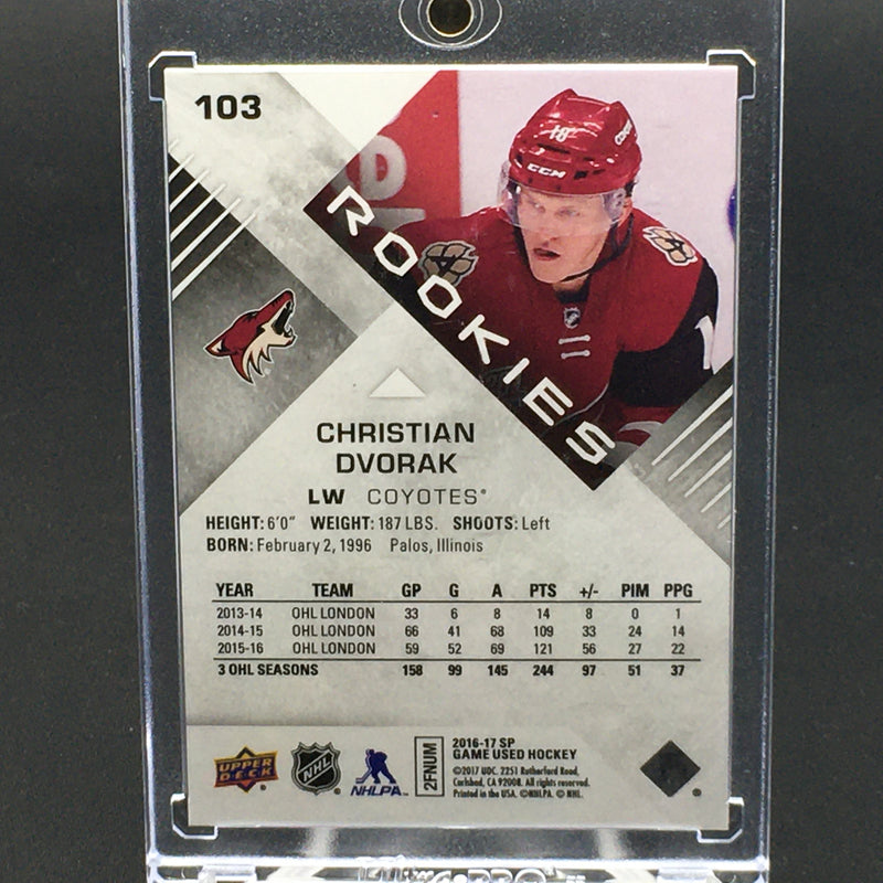 2016 UPPER DECK SP GAME USED HOCKEY - AUTHENTIC ROOKIES - C. DVORAK - #103 - #'D/220