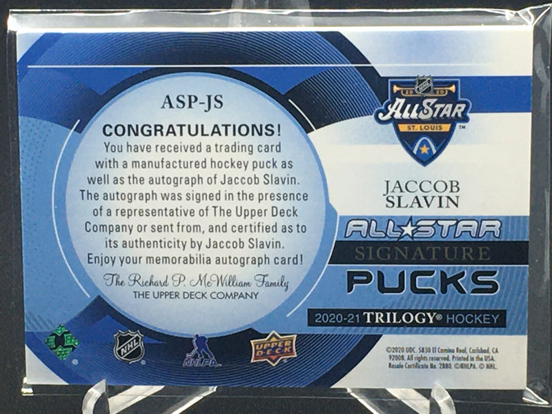 2020 UPPER DECK TRILOGY - ALL STAR SIGNATURE PUCKS - J. SLAVIN -