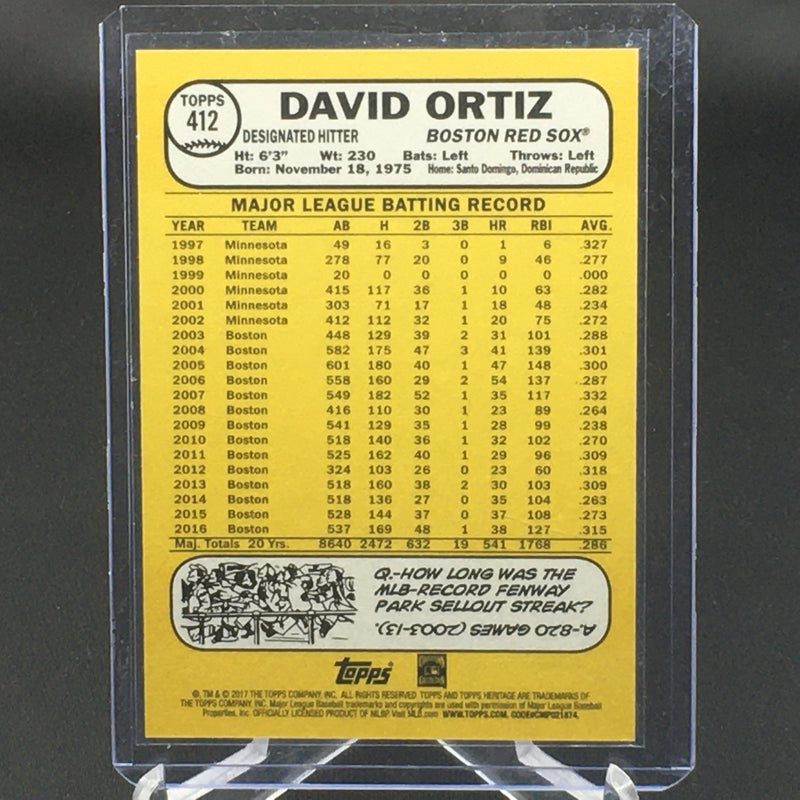2017 TOPPS HERITAGE - D. ORTIZ -
