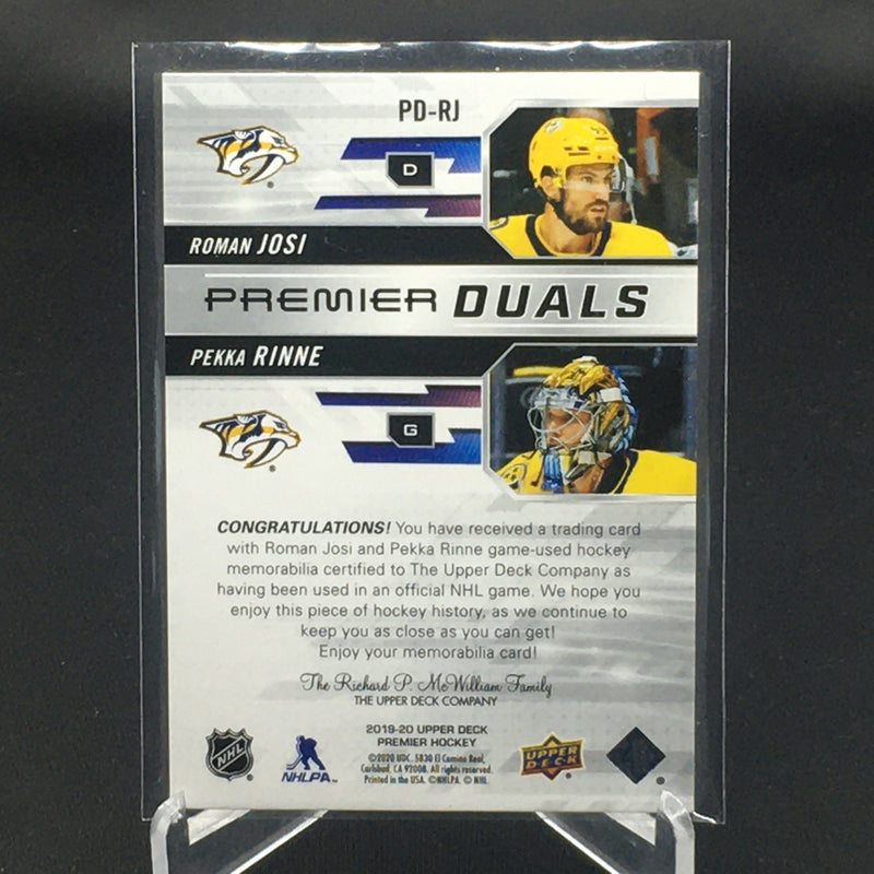 2019 UPPER DECK PREMIER - PREMIER DUALS - R. JOSI/ P. RINNE - #PD-RJ - #'D/99 - DUAL RELIC
