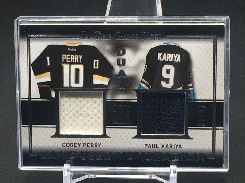 2016 LEAF IN THE GAME USED - DUAL GAME USED MEMORABILIA - C. PERRY/ P. KARIYA - #GD-22 - #'D/45 - DUAL JERSEY