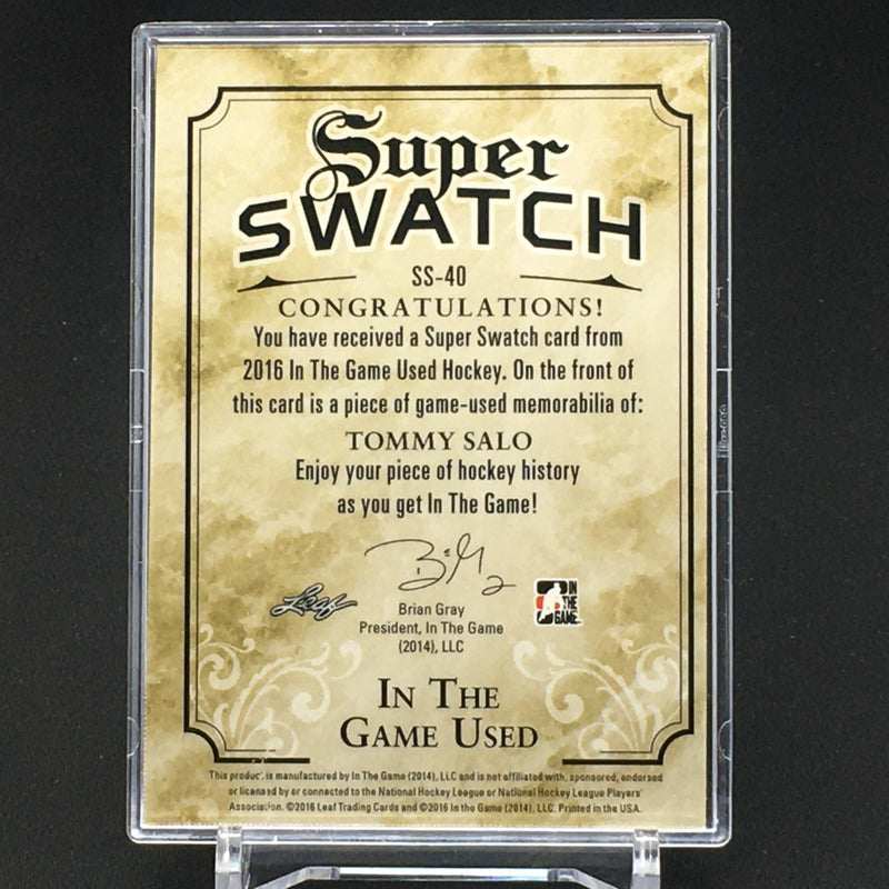 2016 LEAF IN THE GAME USED HOCKEY - SUPER SWATCH - T. SALO - #SS-40 - #'D/25 - JUMBO JERSEY