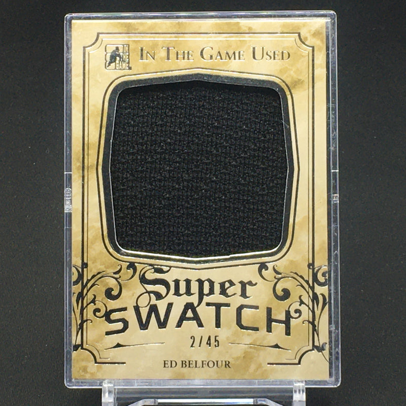 2016 LEAF IN THE GAME USED HOCKEY - SUPER SWATCH - E. BELFOUR - #SS-14 - #'D/45 - JUMBO JERSEY