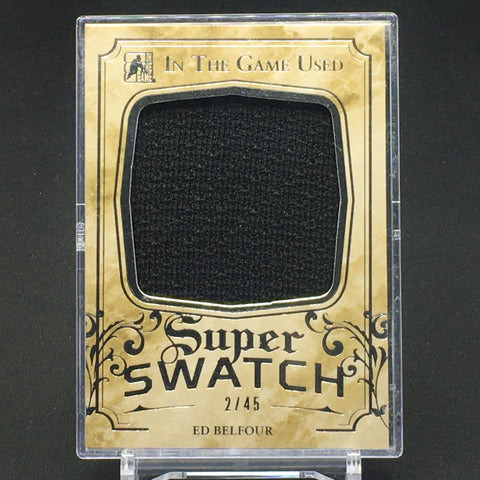 2016 LEAF IN THE GAME USED HOCKEY - SUPER SWATCH - E. BELFOUR - #SS-14 - #'D/45 - JUMBO JERSEY