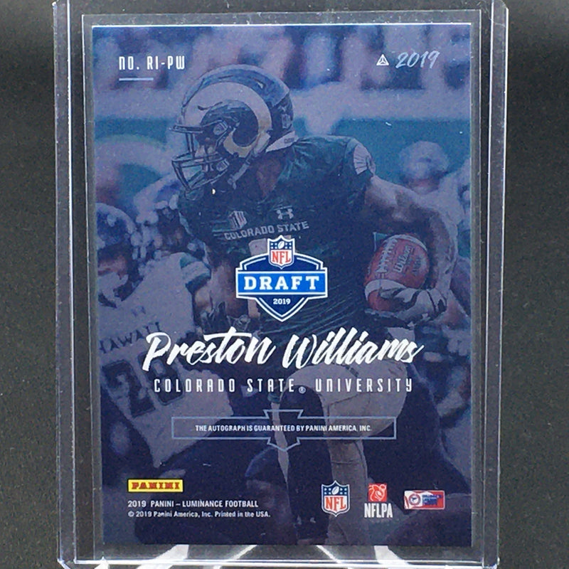 2019 PANINI LUMINANCE - ROOKIE INK - P. WILLIAMS - #PI-PW - #'D/349 - AUTOGRAPH - RC