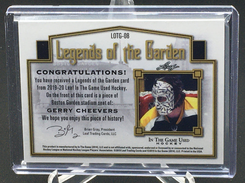 2019 LEAF IN THE GAME USED - LEGENDS OF THE GARDEN - G. CHEEVERS - #LOTG-08 - #'D/9 - STADIUM SEAT