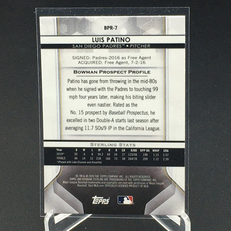 2020 TOPPS BOWMAN STERLING - L. PATINO -