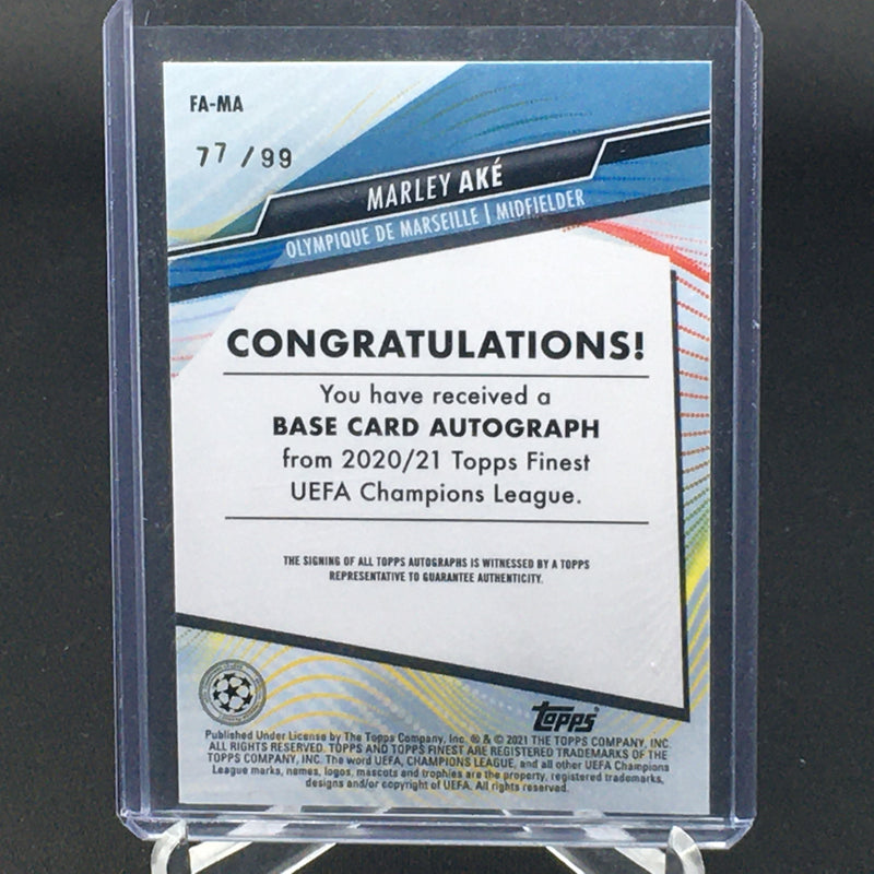 2021 TOPPS FINEST UEFA - GREEN WAVE REFRACTOR - M. AKE - #FA-MA - #'D/99 - AUTOGRAPH - RC