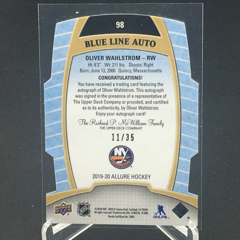 2019 UPPER DECK ALLURE - BLUE LINE AUTO - O. WAHLSTROM - #98 - #'D/35 - AUTOGRAPH - RC