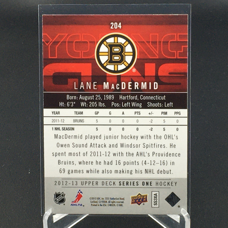 2012 UPPER DECK SERIES ONE - YOUNG GUNS - L. MacDERMID -