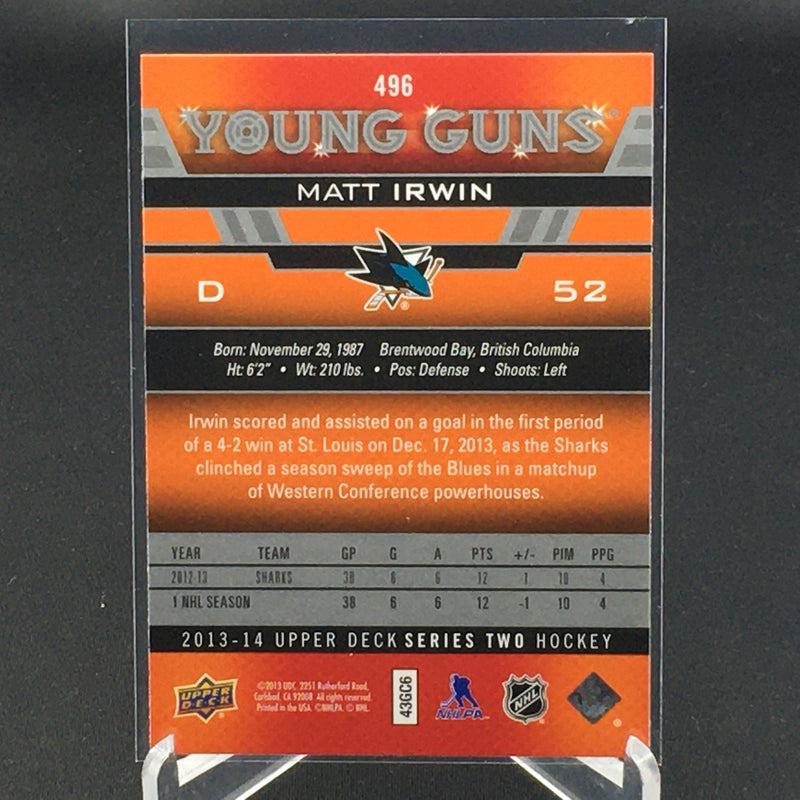 2013 UPPER DECK SERIES TWO - YOUNG GUNS - M. IRWIN -