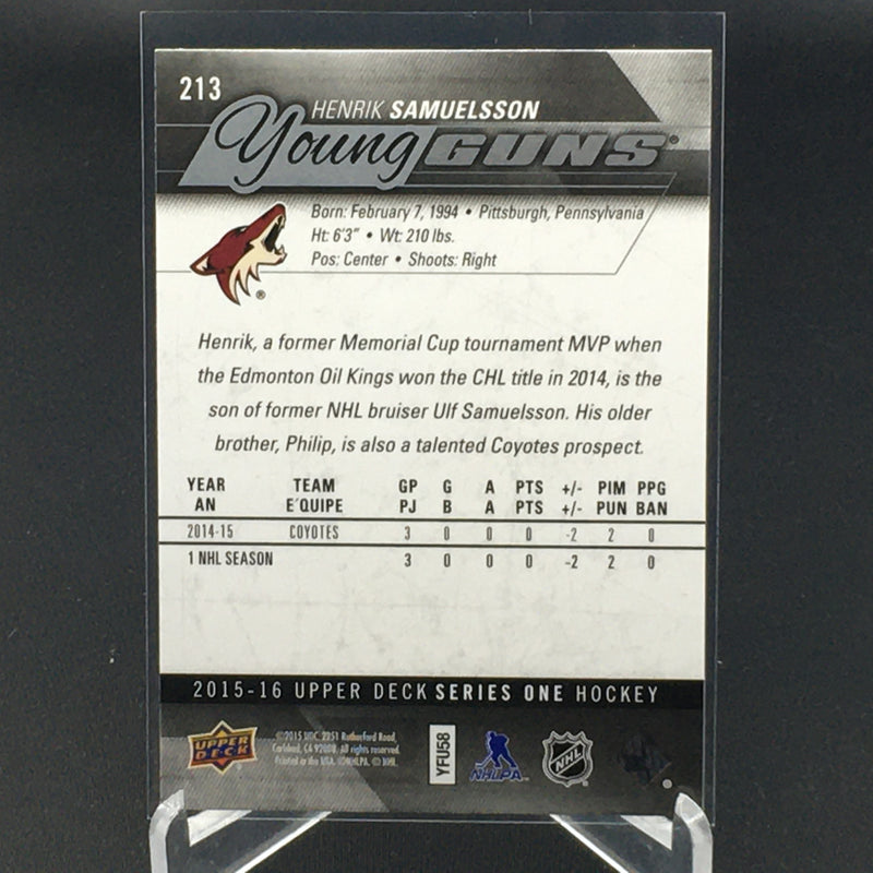 2015 UPPER DECK SERIES ONE - YOUNG GUNS - H. SAMUELSSON -