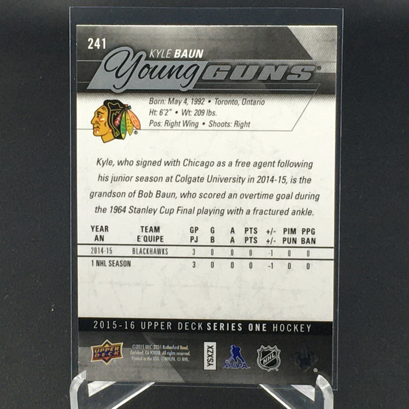 2015 UPPER DECK SERIES ONE - YOUNG GUNS - K. BAUN -