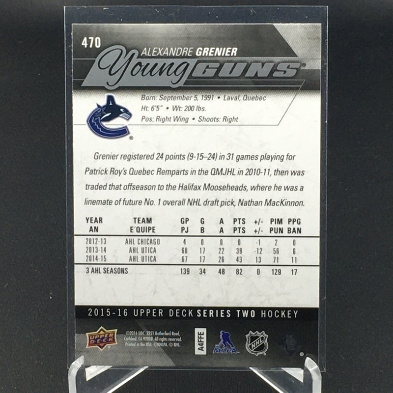 2015 UPPER DECK SERIES TWO - YOUNG GUNS - A. GRENIER -