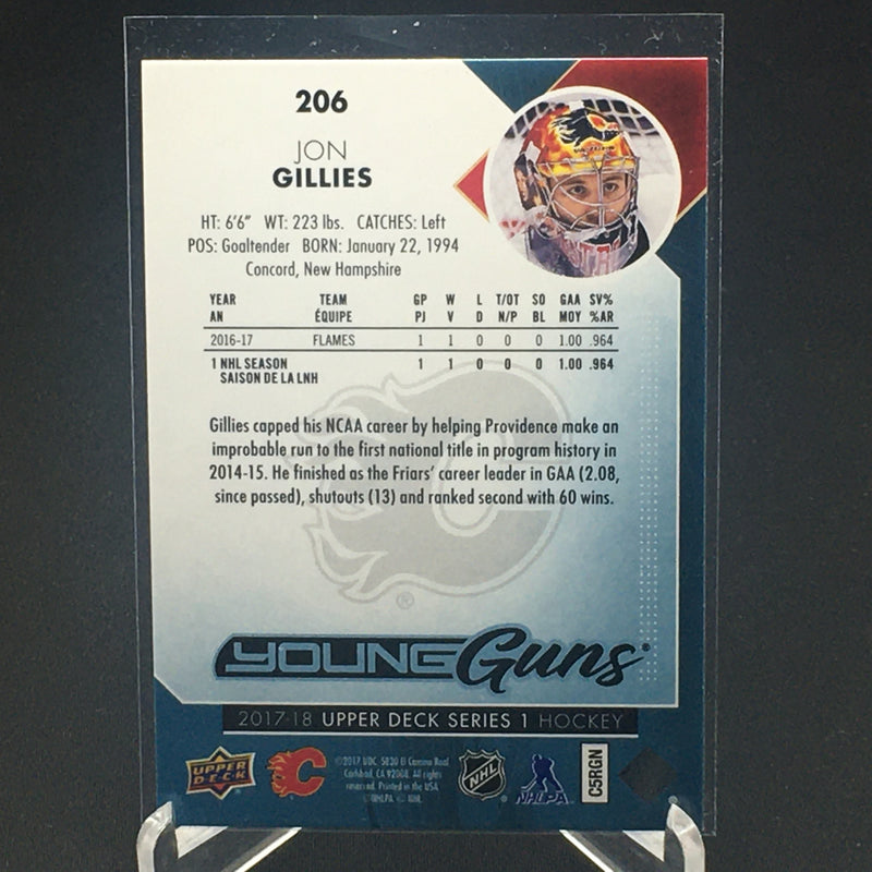 2017 UPPER DECK SERIES ONE - YOUNG GUNS - J. GILLIES -