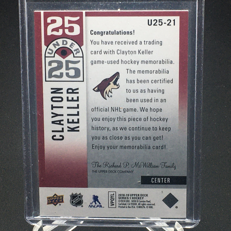 2018 UPPER DECK SERIES ONE - UNDER 25 - C. KELLER - #U25-21 - #'D/250 - JERSEY