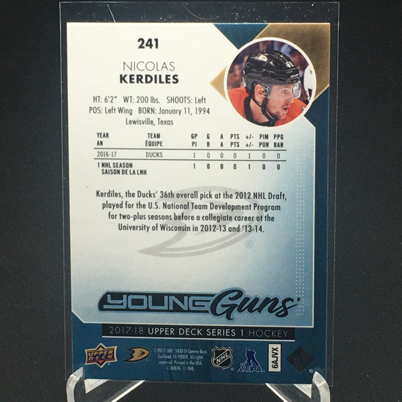 2017 UPPER DECK SERIES ONE - YOUNG GUNS - N. KERDILES -