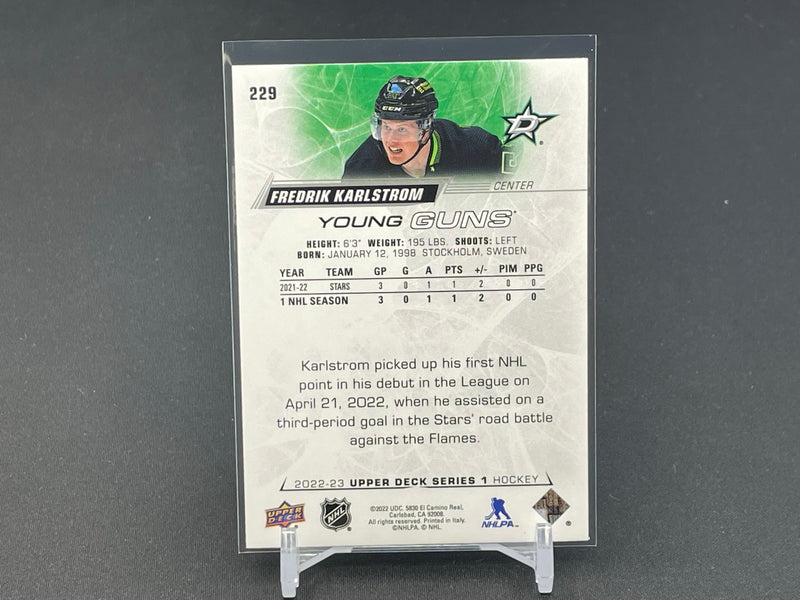 2022 UPPER DECK SERIES ONE - YOUNG GUNS - F. KARLSTROM -
