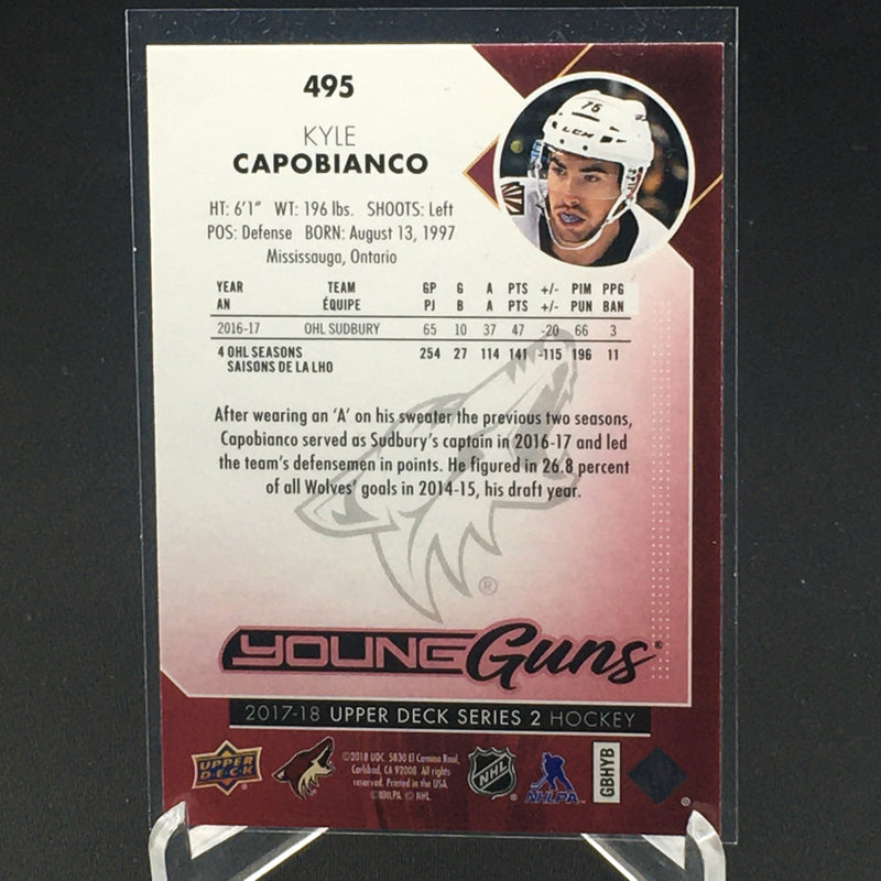 2017 UPPER DECK SERIES TWO - UD EXCLUSIVES - YOUNG GUNS - K. CAPOBIANCO - #495 - #'D/100 - RC