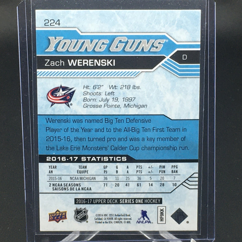 2016 UPPER DECK SERIES ONE - YOUNG GUNS - Z. WERENSKI -