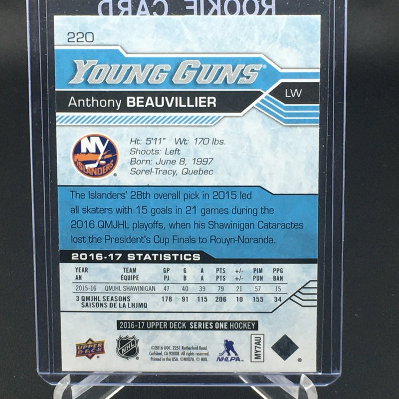 2016 UPPER DECK SERIES ONE - YOUNG GUNS - A. BEAUVILLIER -
