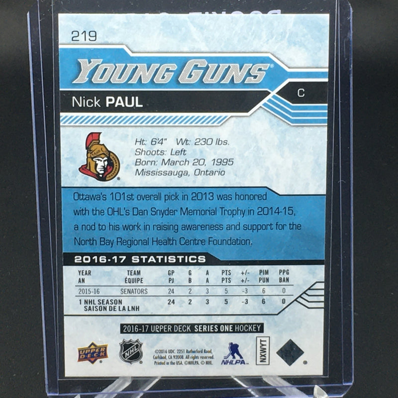2016 UPPER DECK SERIES ONE - YOUNG GUNS - N. PAUL -