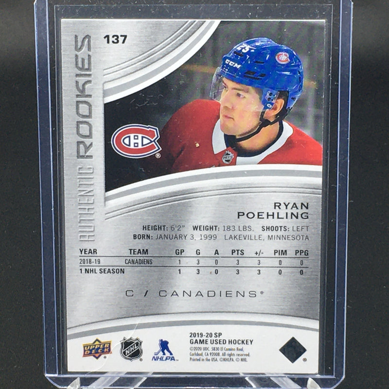 2019 UPPER DECK SP GAME USED - AUTHENTIC ROOKIES - R. POEHLING - #137 - #'D/299 - RC