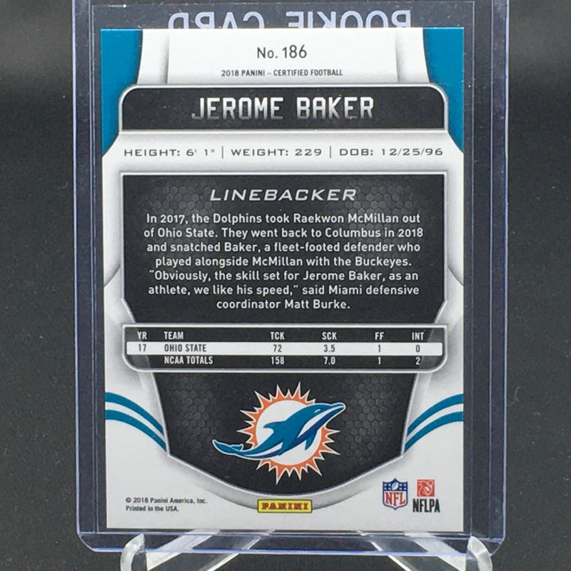 2018 PANINI CERTIFIED - MIRROR SILVER - J. BAKER - #186 - #'D/499 - RC