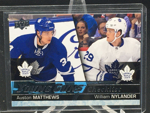 2016 UPPER DECK SERIES ONE - YOUNG GUNS CHECKLIST - A. MATTHEWS/ W. NYLANDER - #250 - RC