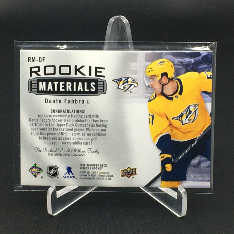 2019 UPPER DECK SERIES TWO - ROOKIE MATERIALS - D. FABBRO -