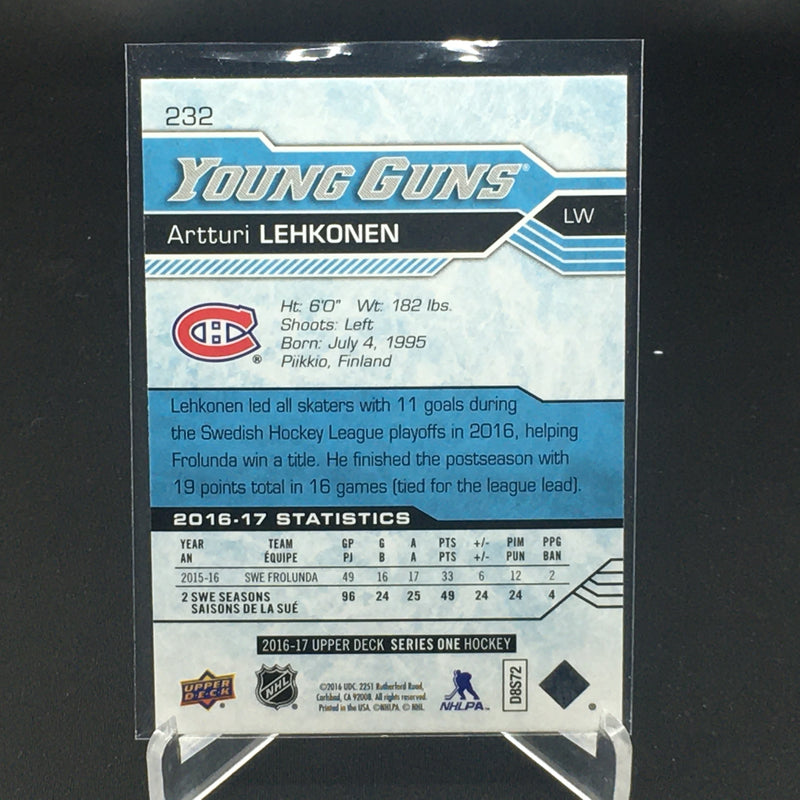 2016 UPPER DECK SERIES ONE - YOUNG GUNS - A. LEHKONEN -