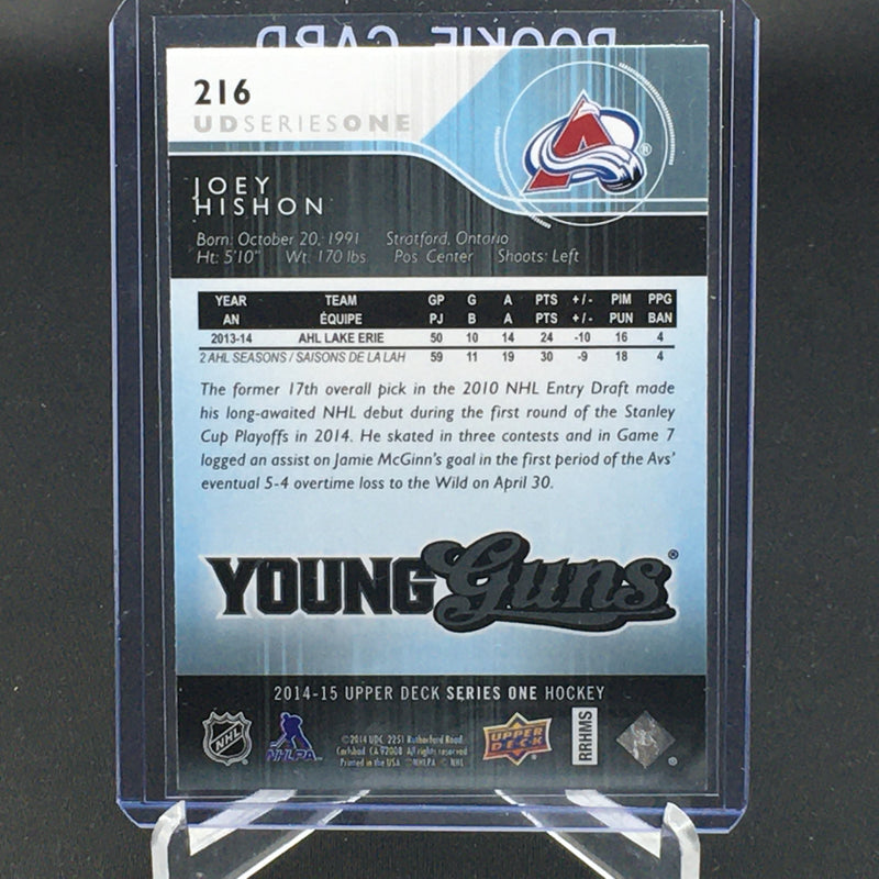 2014 UPPER DECK SERIES ONE - YOUNG GUNS - J. HISHON -