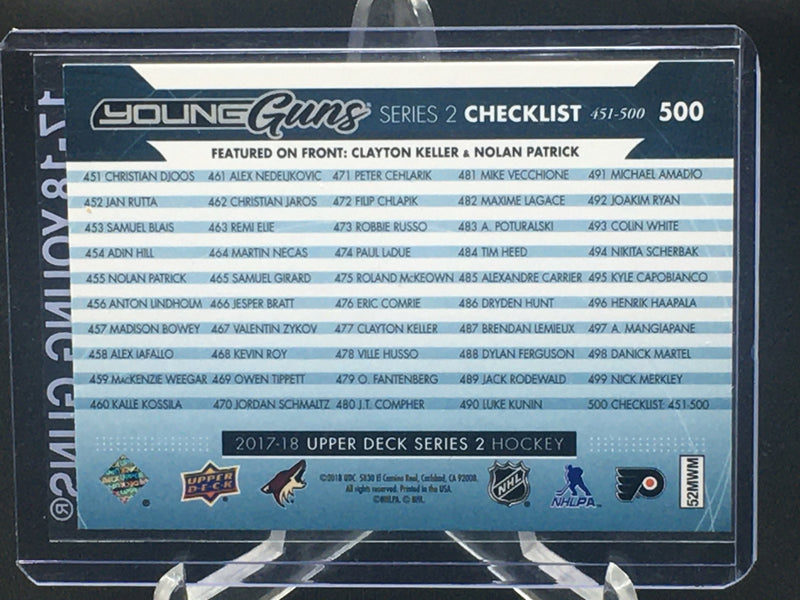 2017 UPPER DECK SERIES TWO - YOUNG GUNS CHECKLIST - C. KELLER/ N. PATRICK -
