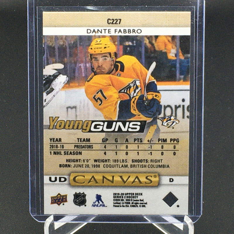 2019 UPPER DECK SERIES TWO - UD CANVAS - YOUNG GUNS - D. FABBRO -