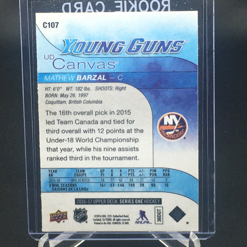 2016 UPPER DECK SERIES ONE - UD CANVAS - YOUNG GUNS - M. BARZAL -